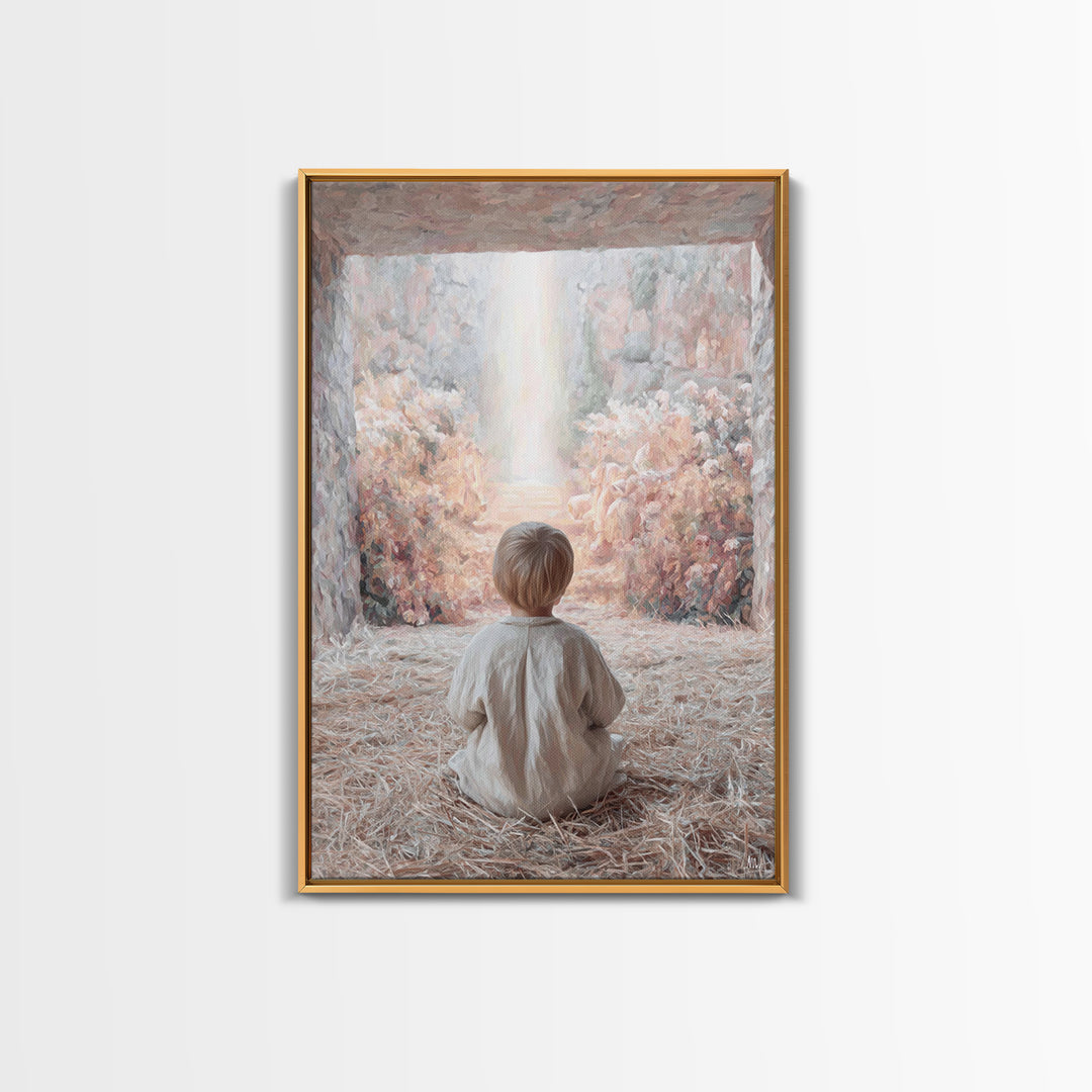 Child Of Promise | Framed Canvas Print | Christian Art Canvas | Christmas Art | Christian Christmas Art | Christian Wall Art | Christian De