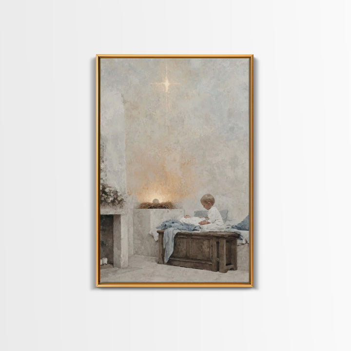 Heaven’s Quiet Gift, Framed Canvas Print, Christmas Art, Christian Wall Art, Christian Christmas Art, Jesus Christmas Art, Christian Art Ca