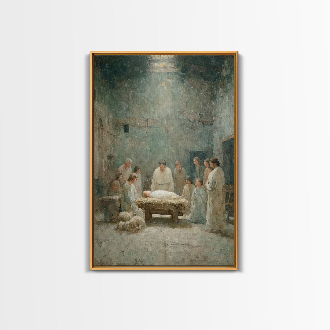 Holy Gathering | Framed Canvas Print | Christian Art Canvas | Jesus Christmas Art | Christmas Art | Christian Wall Art | Christian Decor
