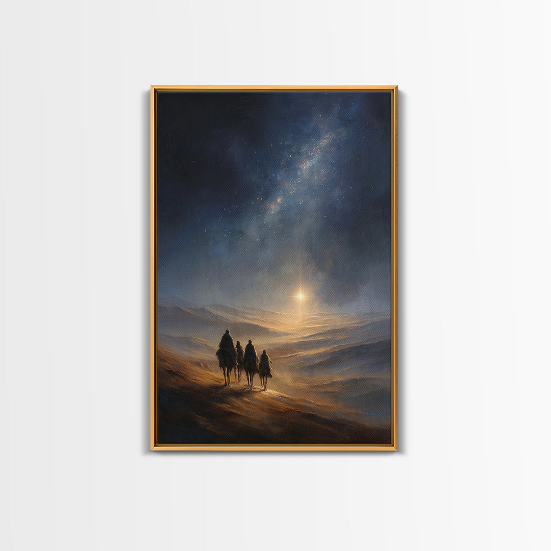 Journey By Starlight, Framed Canvas Print, Christian Christmas Art, Christmas Art, Christian Art Canvas, Christian Wall Art, Christian Deco
