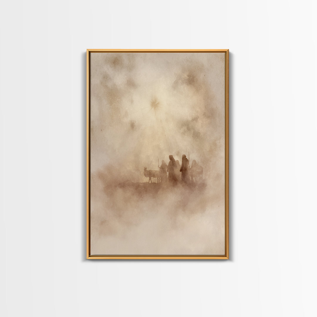 Shepherds of Light – Framed Canvas Print – Christian Wall Art – Christian Art Canvas – Christian Christmas Art – Christmas Wall Art