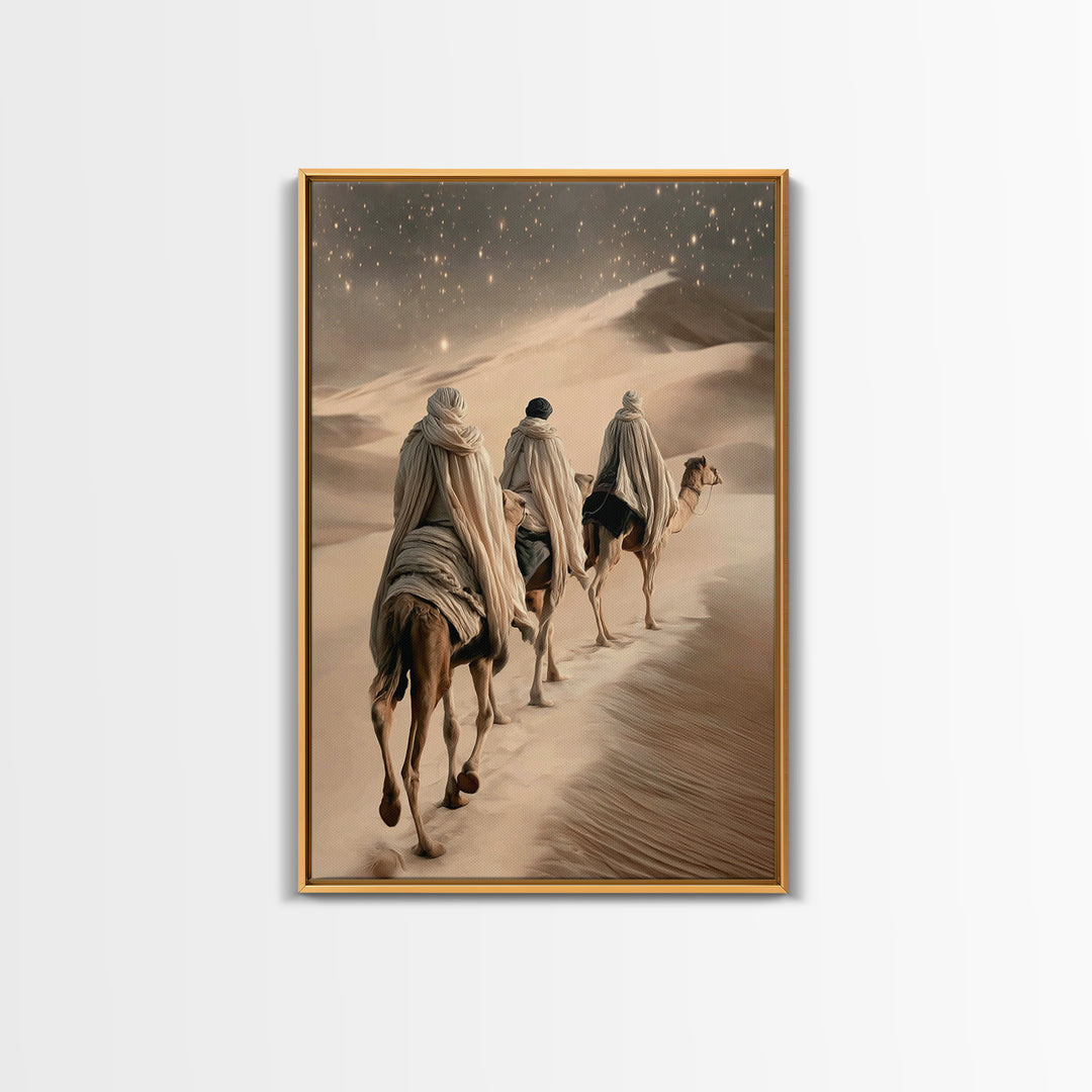 Desert Star Journey | Framed Canvas Print | Christian Art Canvas | Christian Christmas | Christmas Wall Art | Modern Christian Art | Jesus
