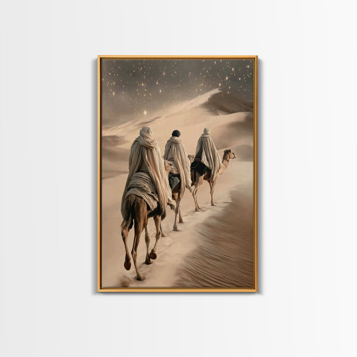 Desert Star Journey | Framed Canvas Print | Christian Art Canvas | Christian Christmas | Christmas Wall Art | Modern Christian Art | Jesus
