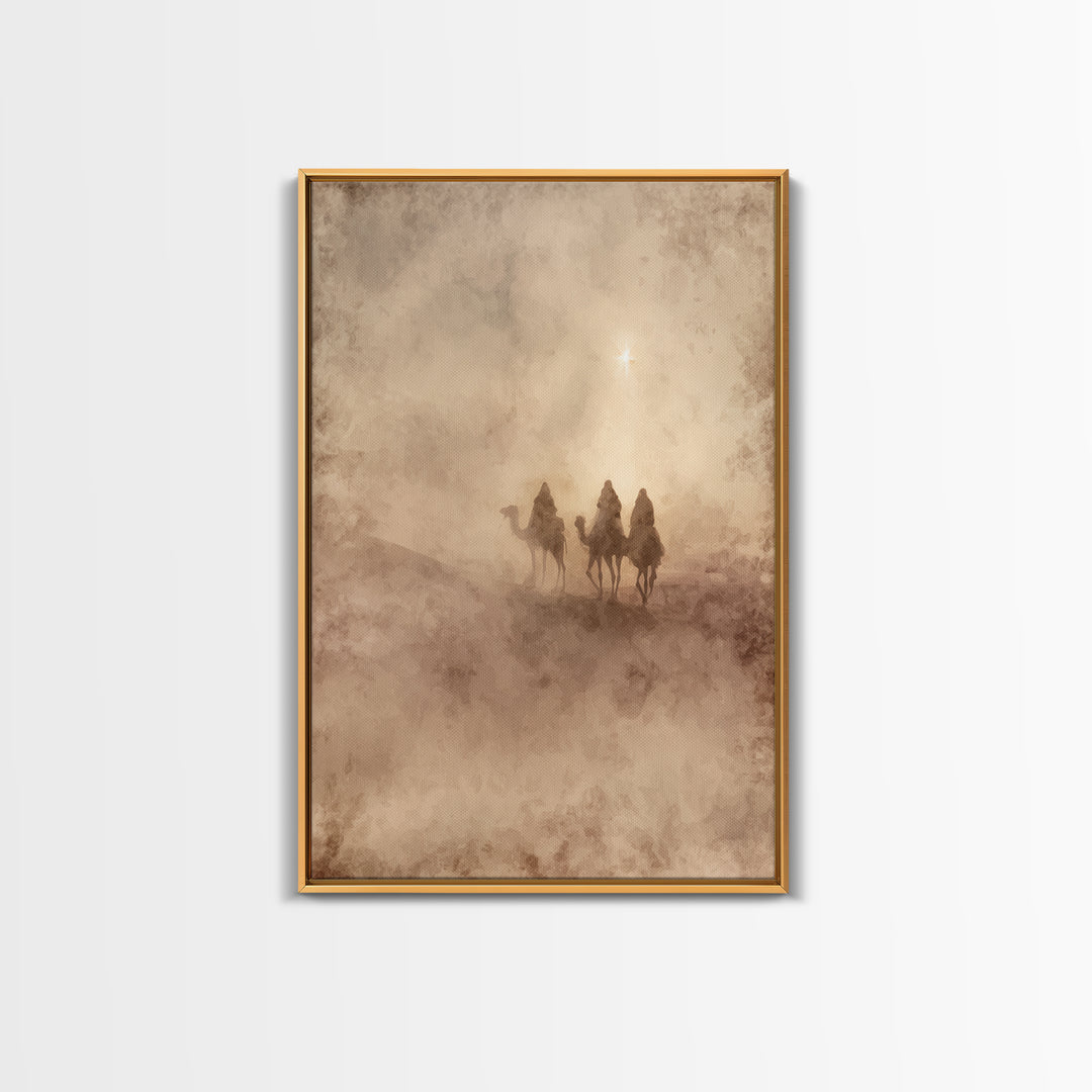 Holy Night Caravan, Framed Canvas Print, Christian Christmas Art, Christian Wall Art, Christmas Canvas Wall Art, Christian Art Canvas, Jesu