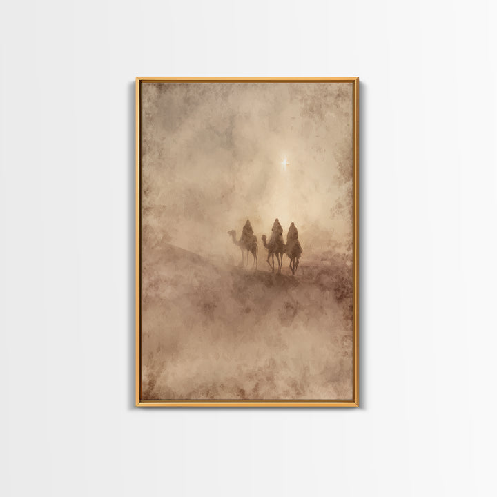 Holy Night Caravan, Framed Canvas Print, Christian Christmas Art, Christian Wall Art, Christmas Canvas Wall Art, Christian Art Canvas, Jesu