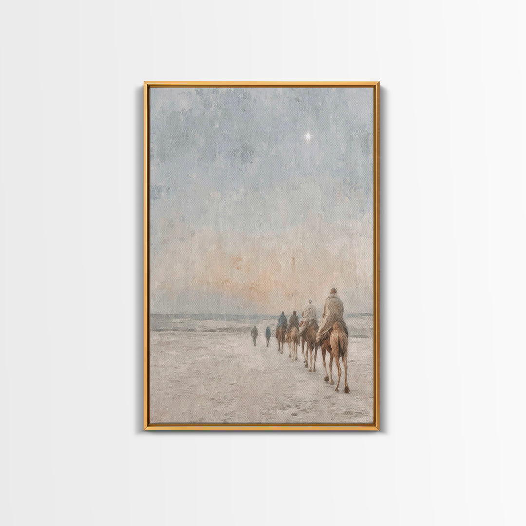 Sacred Pilgrimage, Framed Canvas Print, Christian Wall Art, Christian Christmas Art, Christian Art Canvas, Christmas Art Work, Jesus Painti