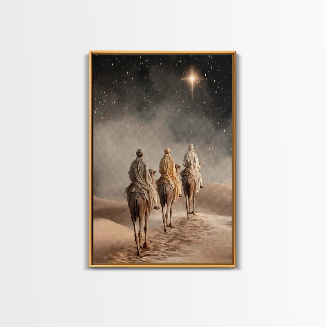 Desert Kings Journey, Framed Canvas Print, Christian Wall Art, Christian Christmas Art, Christian Art Canvas, Christmas Canvas Wall Art, Je
