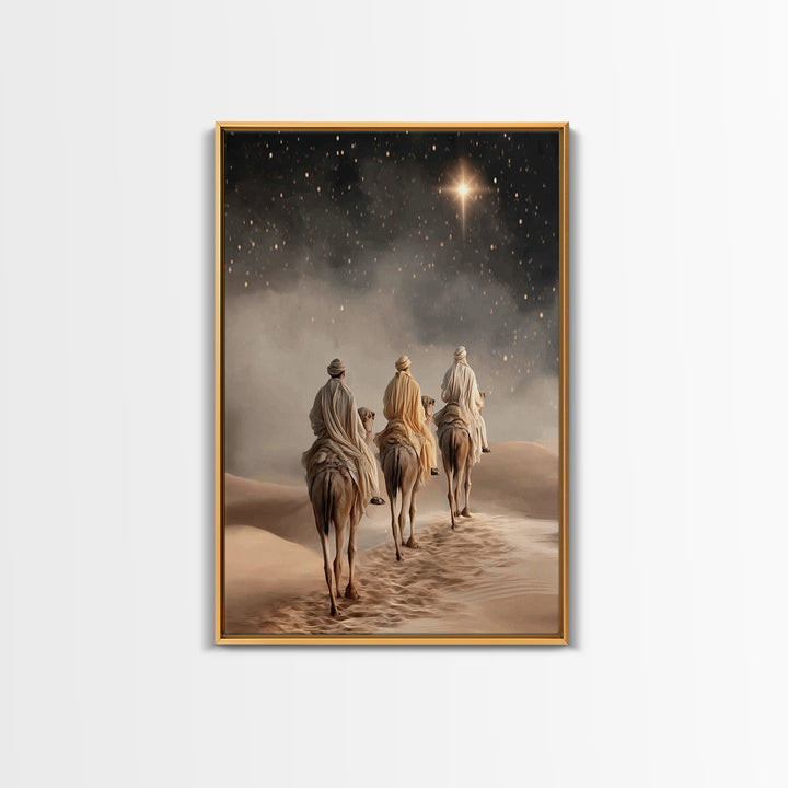 Desert Kings Journey, Framed Canvas Print, Christian Wall Art, Christian Christmas Art, Christian Art Canvas, Christmas Canvas Wall Art, Je