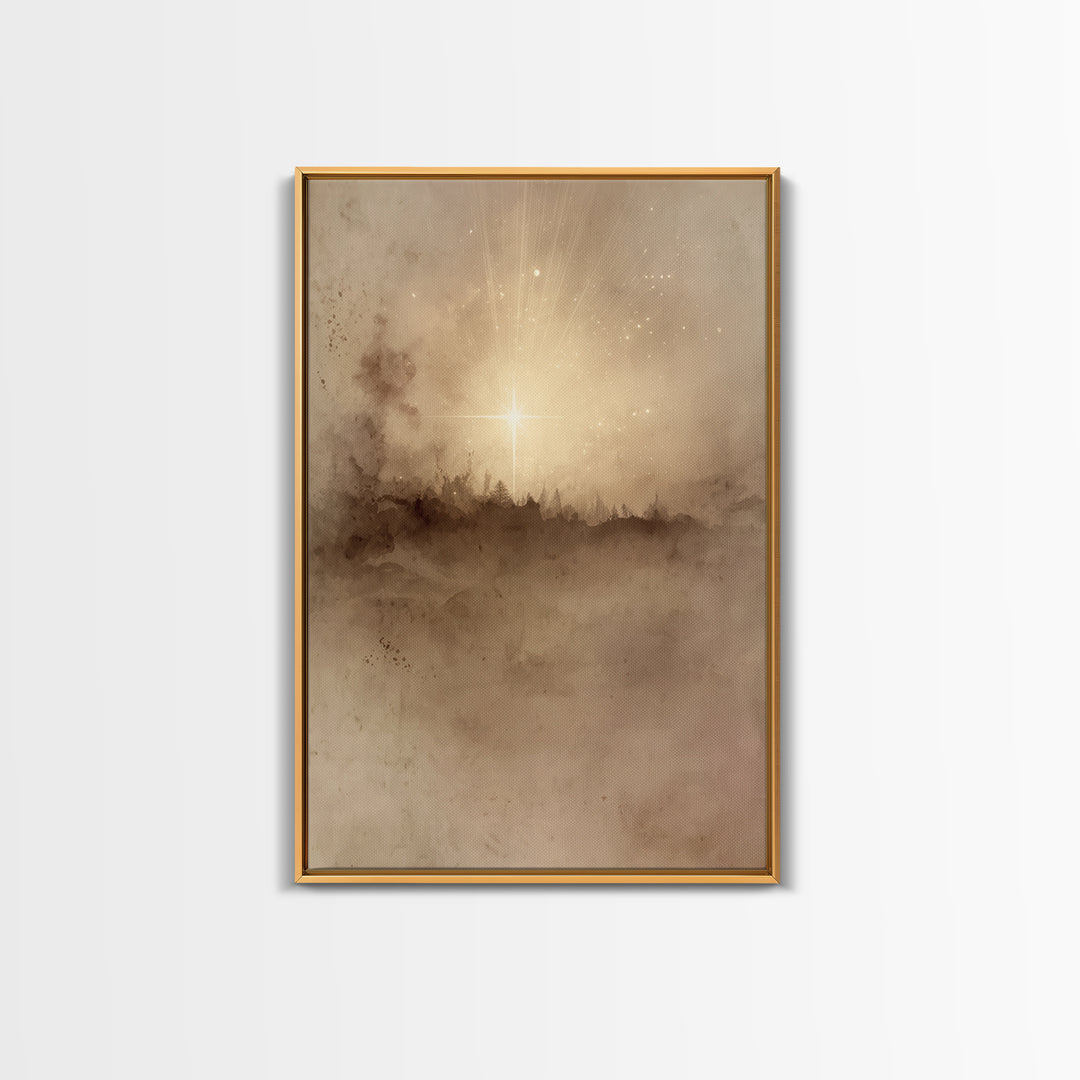 Star Of Bethlehem, Framed Canvas Print, Christian Wall Art, Christian Art Canvas, Christmas Art, Christian Christmas Art, Christian Decor