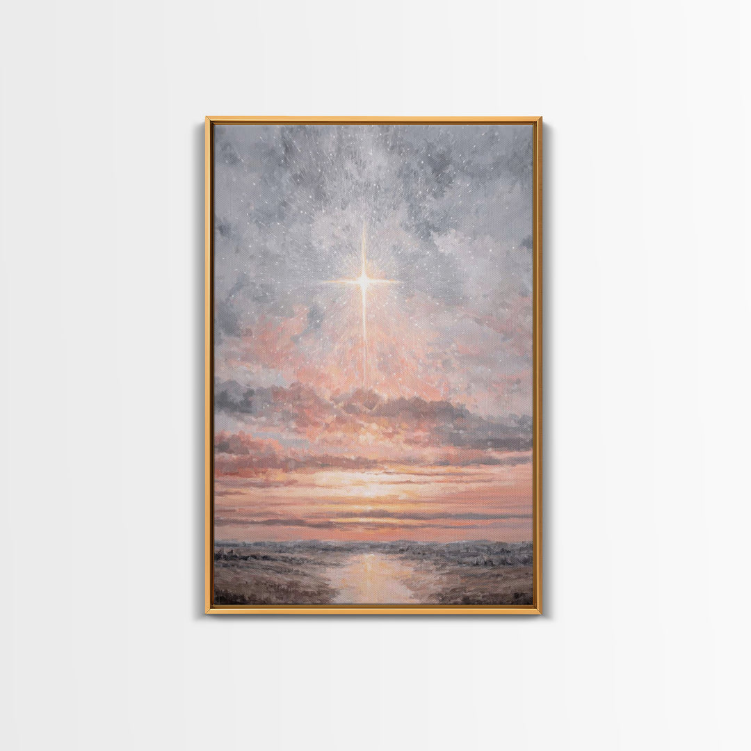 Celestial Promise | Framed Canvas Print | Christian Wall Art | Christian Art Canvas | Christmas Art | Christian Christmas Art | Christian D