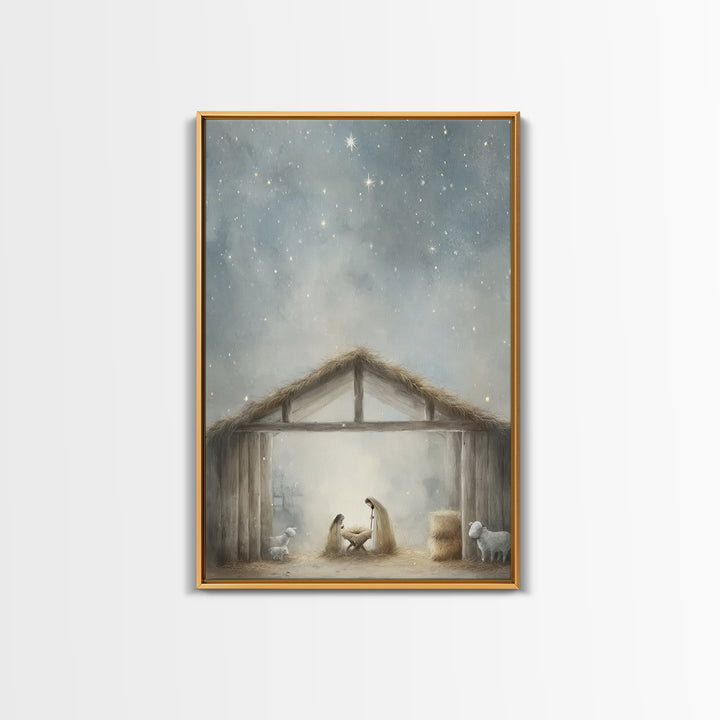 Heaven’s Radiance, Framed Canvas Print, Christian Wall Art, Christian Art Canvas, Christmas Art, Christian Christmas Art, Christian Gift Id