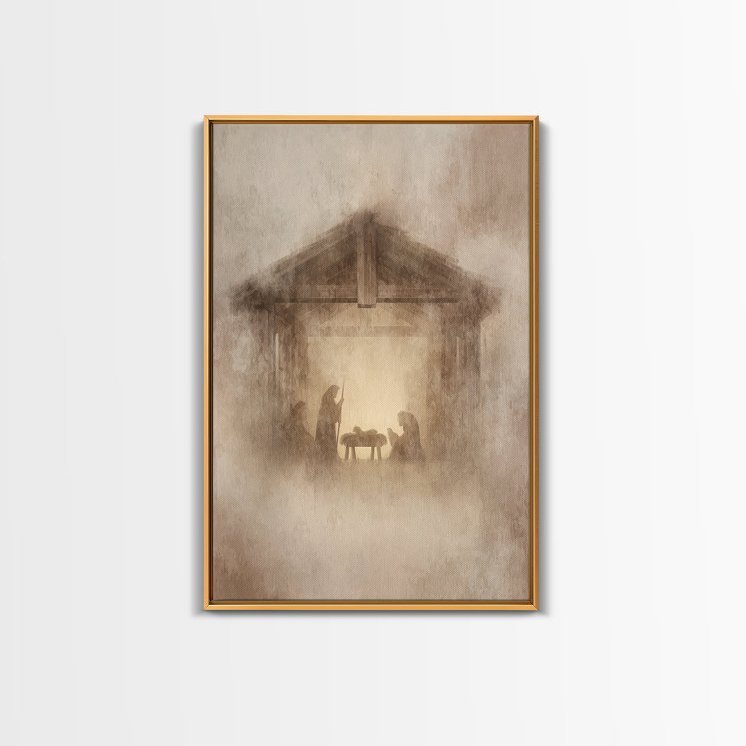 Humble Nativity – Framed Canvas Print – Christian Wall Art – Christian Art Canvas – Christmas Art – Christian Christmas Art – Christian Dec