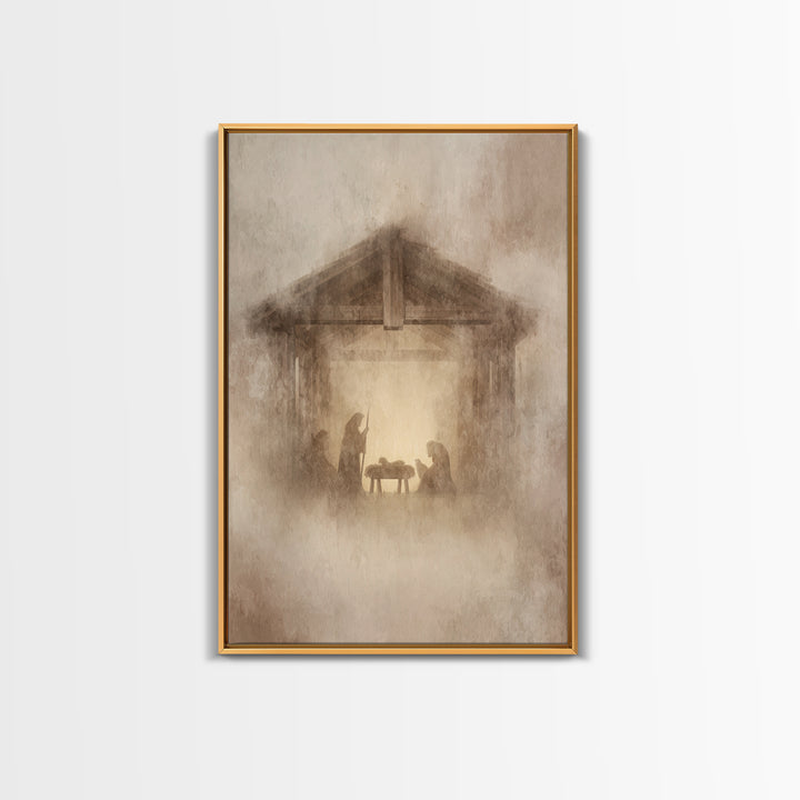 Humble Nativity – Framed Canvas Print – Christian Wall Art – Christian Art Canvas – Christmas Art – Christian Christmas Art – Christian Dec