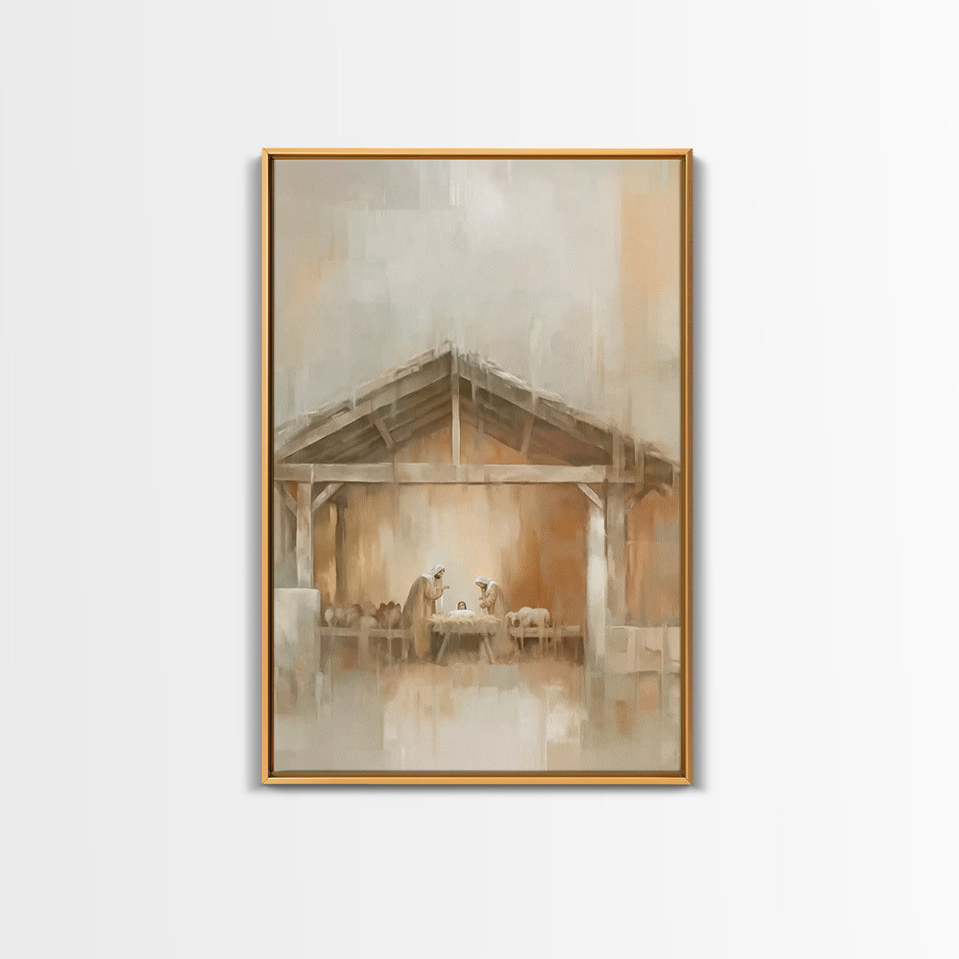 Quiet Manger Light – Framed Canvas Print – Christian Wall Art – Christian Art Canvas – Christmas Art – Christian Christmas Art – Christian