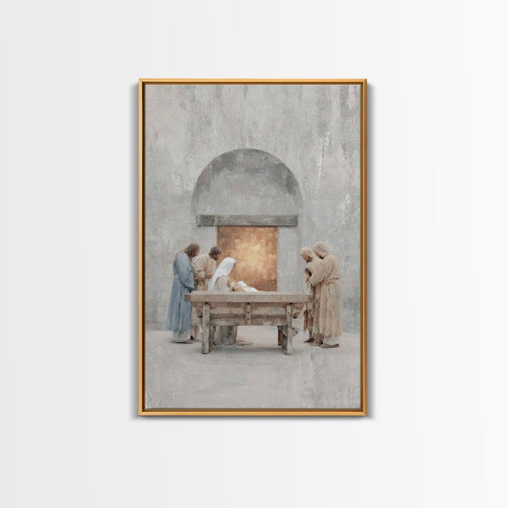 Humble Adoration, Framed Canvas Print, Christian Wall Art, Christian Art Canvas, Christmas Art, Christian Christmas Art, Christian Decorati