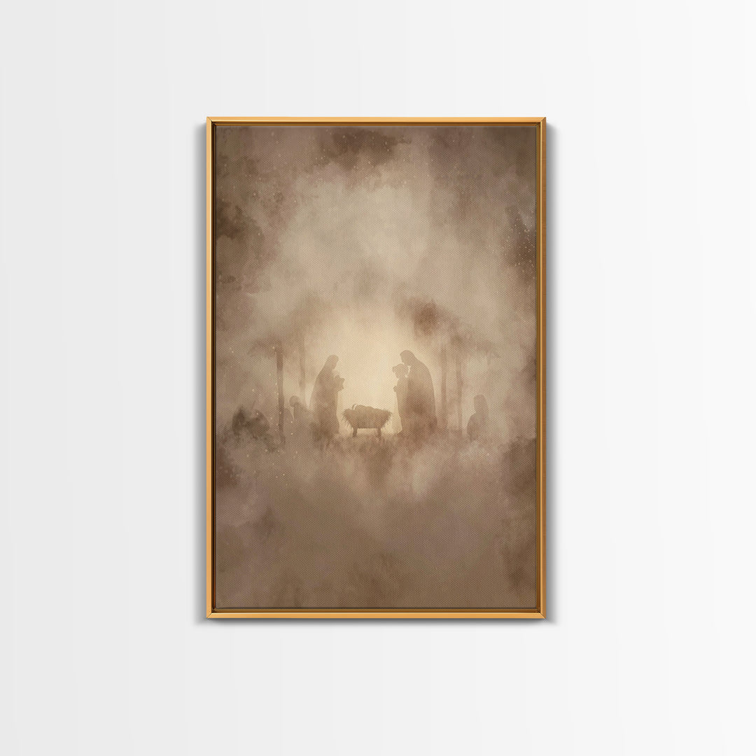 Silent Worship – Framed Canvas Print – Christian Wall Art – Christian Art Canvas – Christmas Art – Christian Christmas Art – Christian Gift