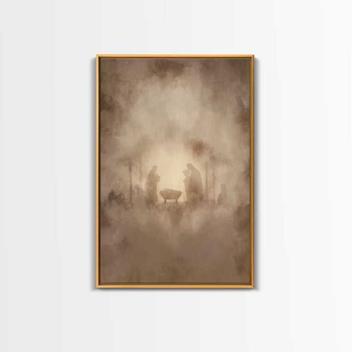 Silent Worship – Framed Canvas Print – Christian Wall Art – Christian Art Canvas – Christmas Art – Christian Christmas Art – Christian Gift