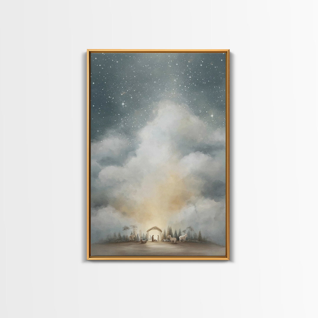 Heavenly Visitation | Framed Canvas Print | Christian Wall Art | Christian Art Canvas | Christmas Art | Christian Christmas Art | Christian