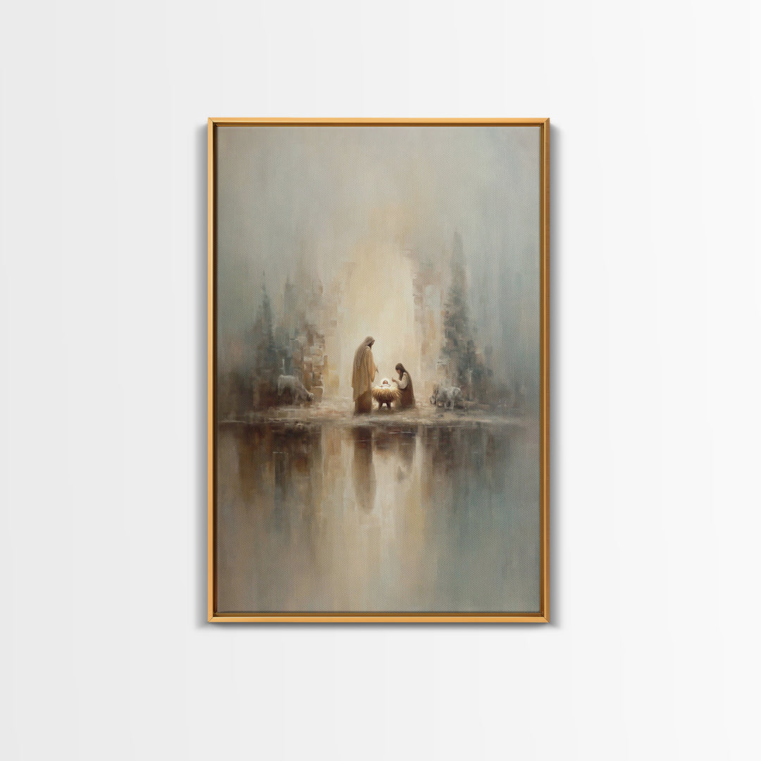 Peaceful Nativity – Framed Canvas Print – Christian Wall Art – Christian Art Canvas – Christmas Art – Christian Christmas Art – Christian D