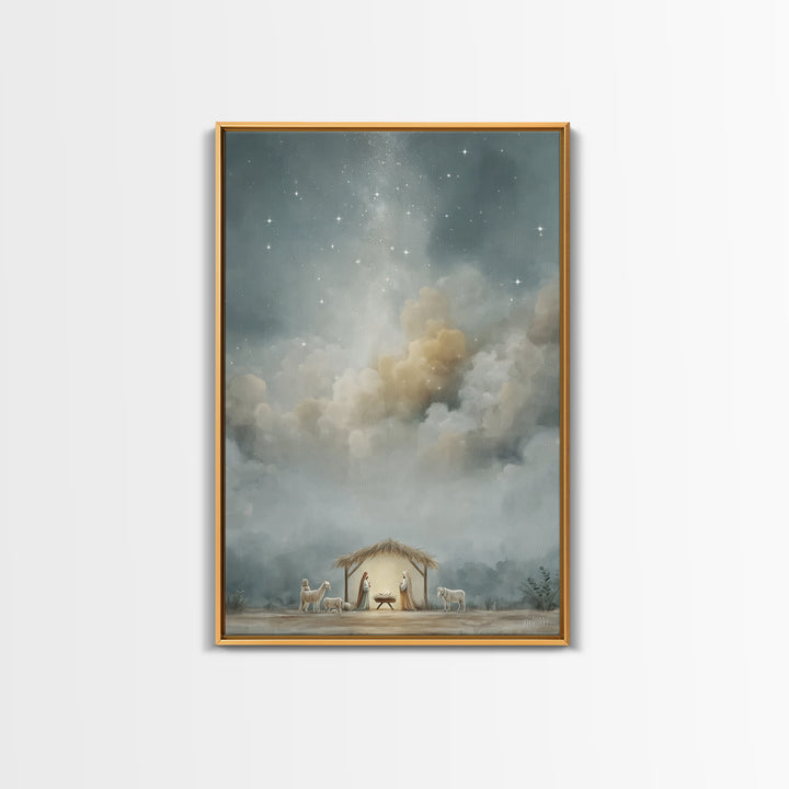 Starfilled Midnight, Framed Canvas Print, Christian Wall Art, Christian Art Canvas, Christmas Art, Christian Christmas Art, Christian Decor