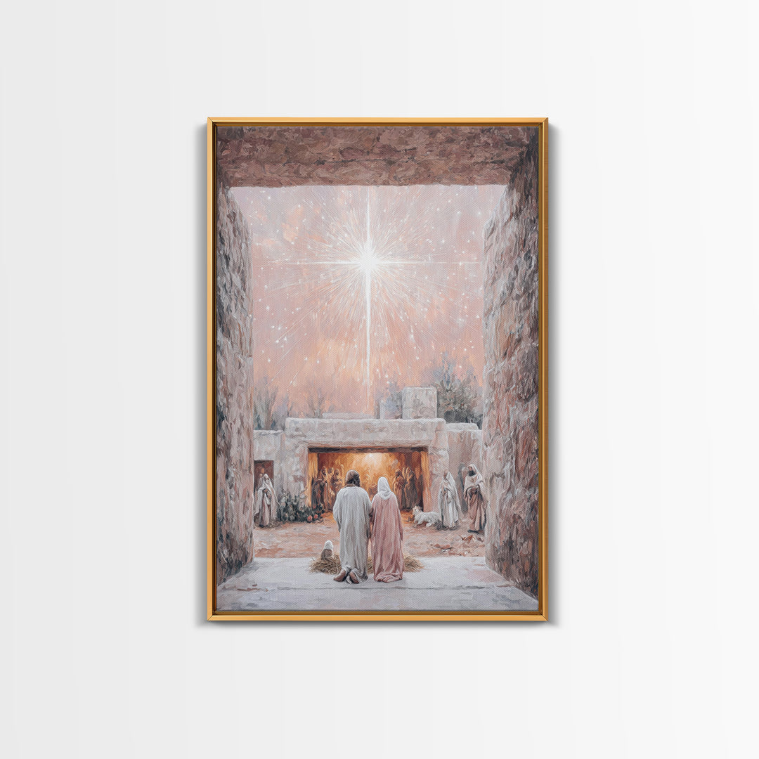 Celestial Nativity, Framed Canvas Print, Christian Wall Art, Christian Art Canvas, Christmas Art, Christian Christmas Art, Christian Decora