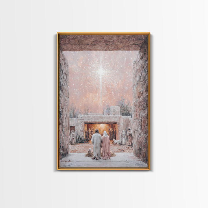 Celestial Nativity, Framed Canvas Print, Christian Wall Art, Christian Art Canvas, Christmas Art, Christian Christmas Art, Christian Decora