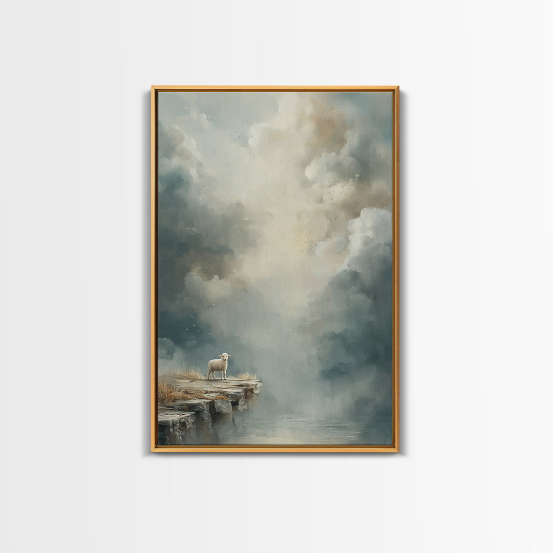 Heavenly Stillness, Framed Canvas Print, Christian Wall Art, Christian Art Canvas, Subtle Christian Art, Modern Christian Painting, Christi