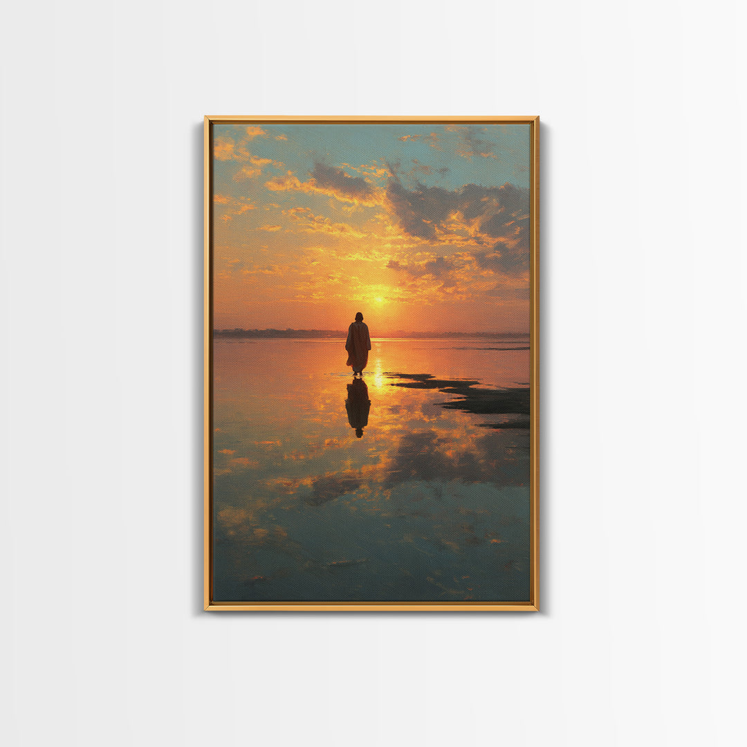 Sunset Messiah – Framed Canvas Print – Christian Wall Art – Christian Art Canvas – Large Jesus Painting – Christian Painting – Christian Ar