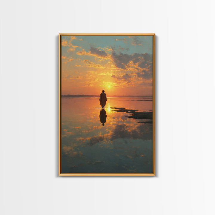 Sunset Messiah – Framed Canvas Print – Christian Wall Art – Christian Art Canvas – Large Jesus Painting – Christian Painting – Christian Ar