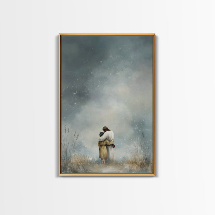 Snowfall Comfort, Framed Canvas Print, Christian Wall Art, Christian Art Canvas, Christian Paintings, Christian Art Gift, Subtle Christian