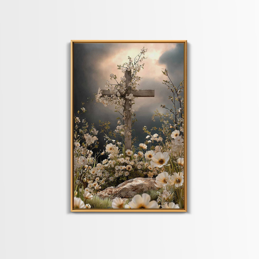 Blossoms Of Grace - Framed Canvas Print - Christian Wall Art - Christian Art Canvas - Jesus Painting - Christian Decor - Christian Gift