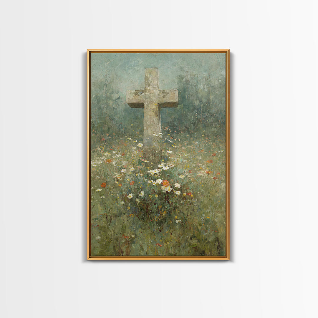 Field Of Mercy - Framed Canvas Print - Christian Art Print - Vintage Christian Art - Christian Wall Art - Christian Painting - Christian Ho