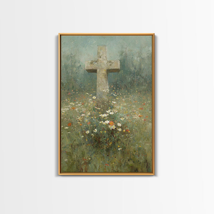 Field Of Mercy - Framed Canvas Print - Christian Art Print - Vintage Christian Art - Christian Wall Art - Christian Painting - Christian Ho