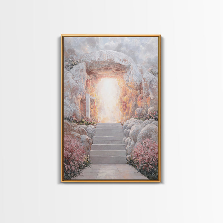 Stairway To Light - Framed Canvas Print - Christian Wall Art - Christian Art Painting - Large Christian Art - Christian Canvas Art - Christ