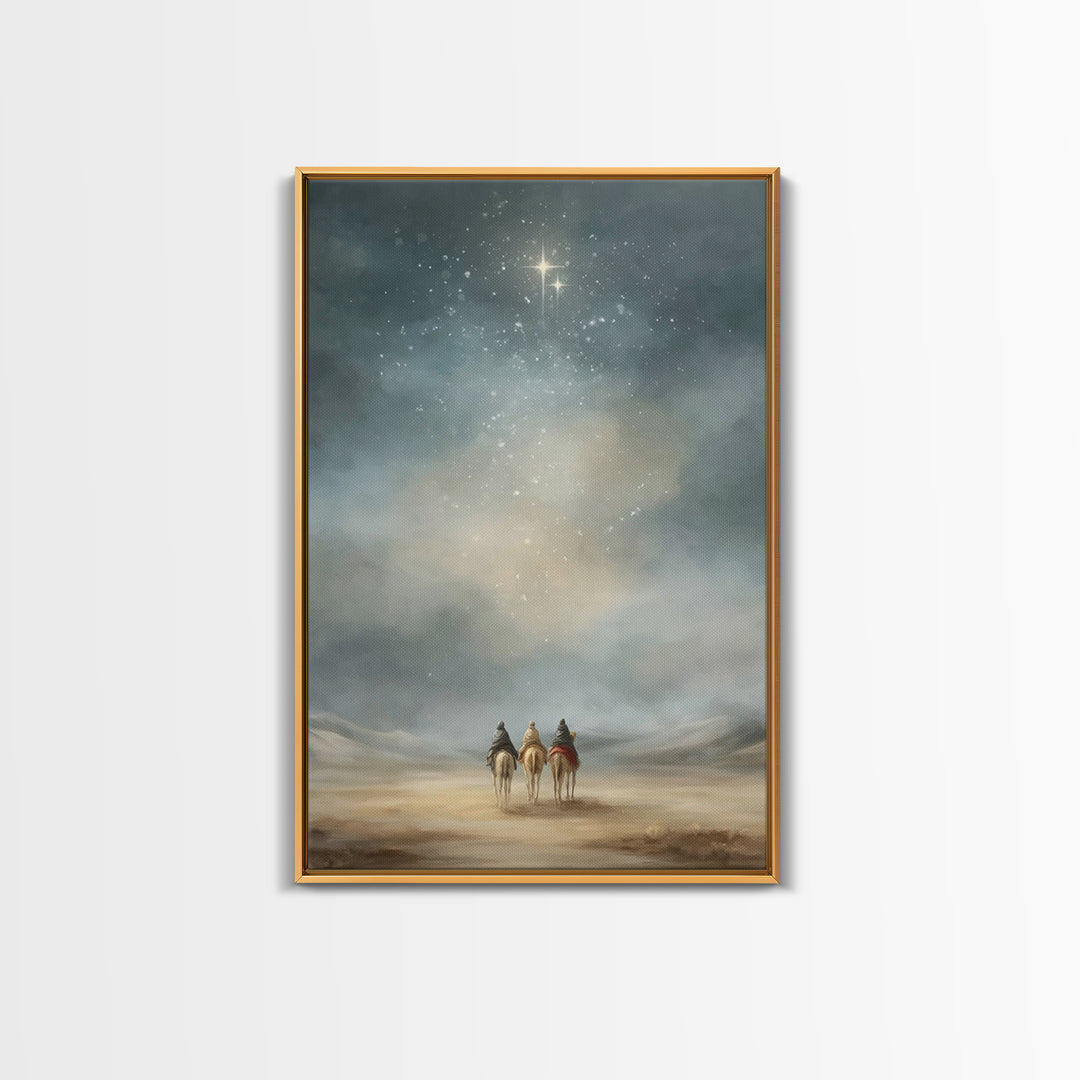 Starry Distant Journey – Framed Canvas Print – Christian Wall Art – Christian Art Canvas – Christmas Art Prints – Christian Christmas Art –