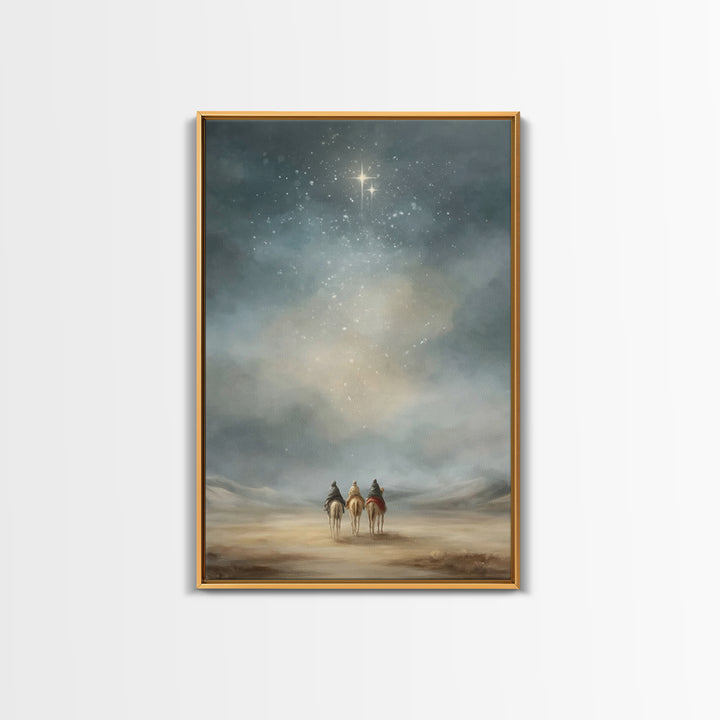 Starry Distant Journey – Framed Canvas Print – Christian Wall Art – Christian Art Canvas – Christmas Art Prints – Christian Christmas Art –
