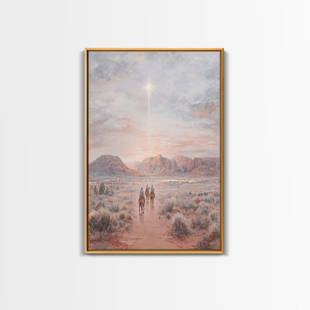 Desert Star Path | Framed Canvas Print | Christian Art Canvas | Christian Wall Art | Christmas Art Work | Christian Christmas Art | Christi