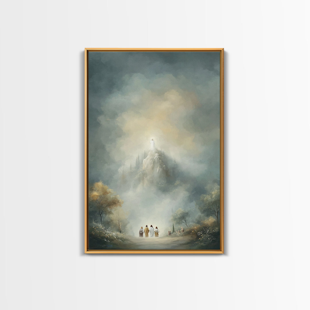 Mountain Glory Light, Framed Canvas Print, Christian Wall Art, Christian Art Canvas, Jesus Painting, Modern Christian Art, Christian Gift I