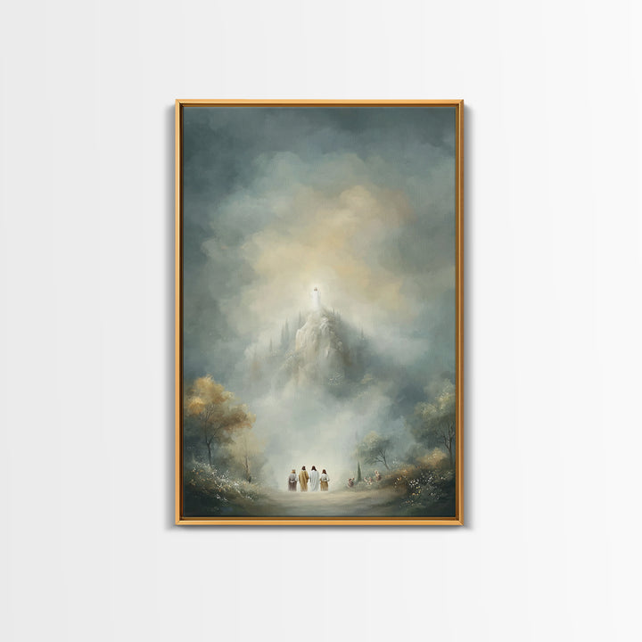 Mountain Glory Light, Framed Canvas Print, Christian Wall Art, Christian Art Canvas, Jesus Painting, Modern Christian Art, Christian Gift I
