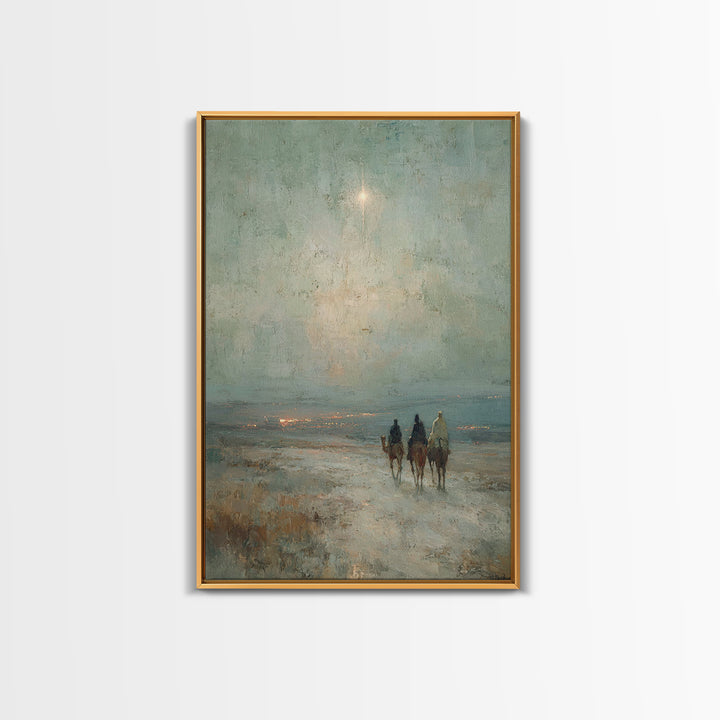Night Caravan – Framed Canvas Print – Jesus Painting – Christian Wall Art – Christian Christmas Art – Christian Art Canvas