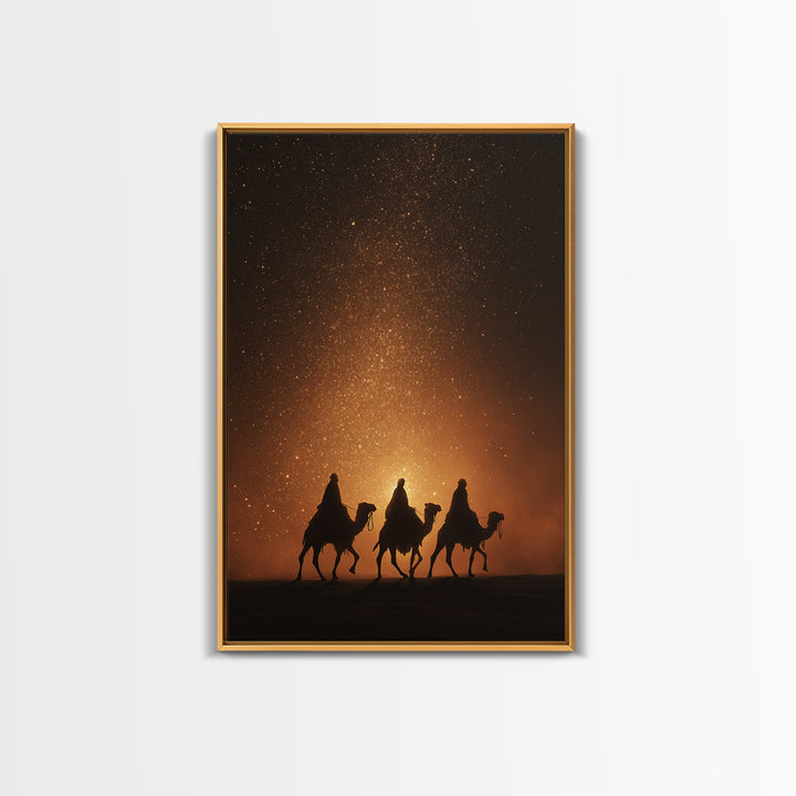 Golden Heavens – Framed Canvas Print – Christian Art Canvas – Christian Wall Art – Christian Christmas Art – Jesus Painting