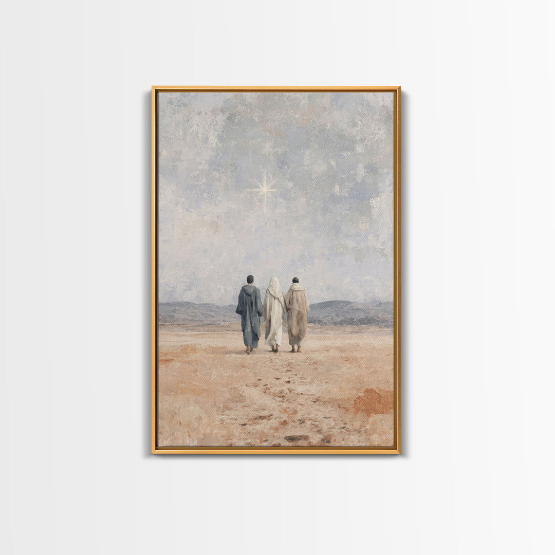 Guiding Star – Framed Canvas Print – Jesus Painting – Christian Christmas Art – Christian Art Canvas – Christian Wall Art – Christmas Art