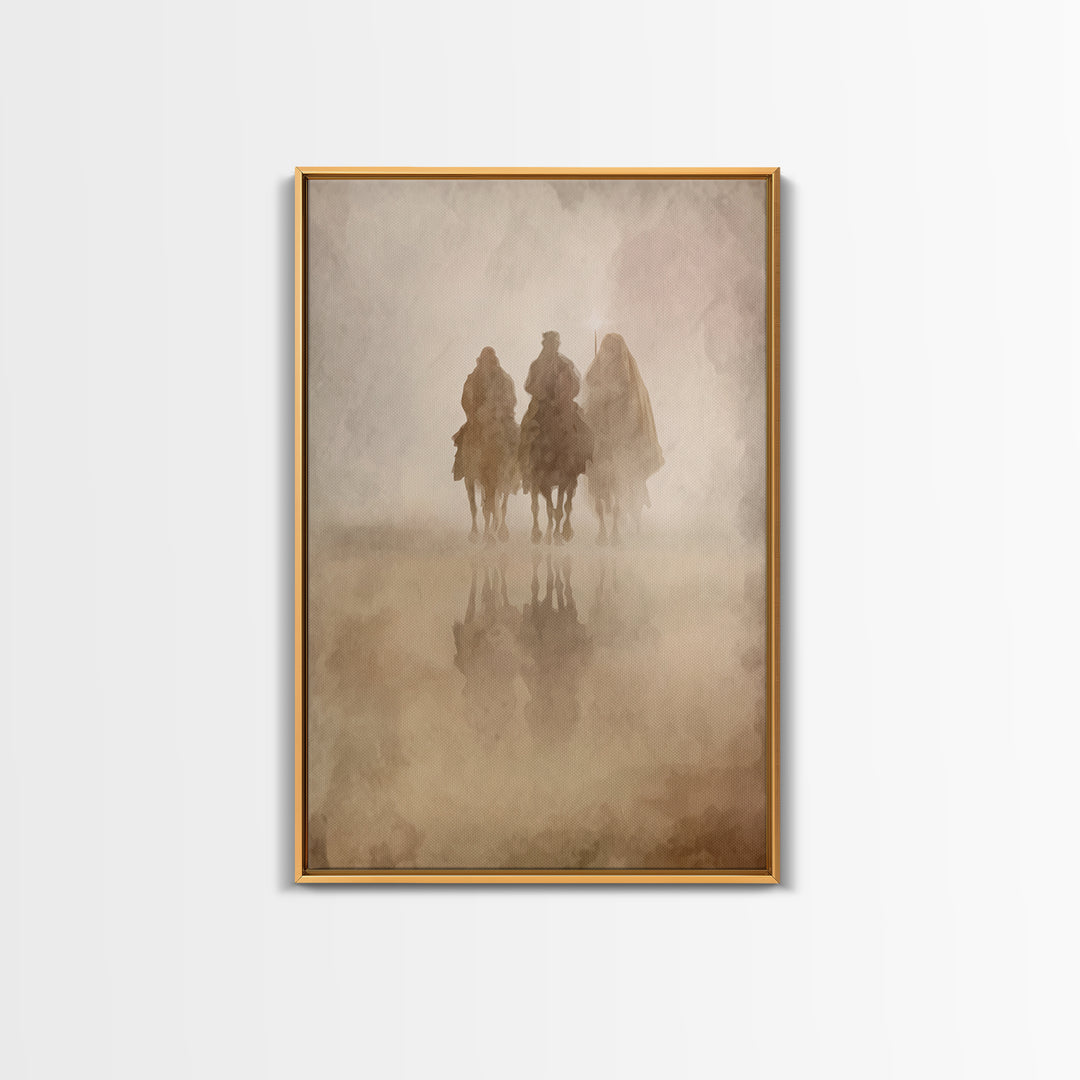 Misty Caravan – Framed Canvas Print – Christian Wall Art – Christian Art Canvas – Christian Christmas Art – Christmas Art – Jesus Painting
