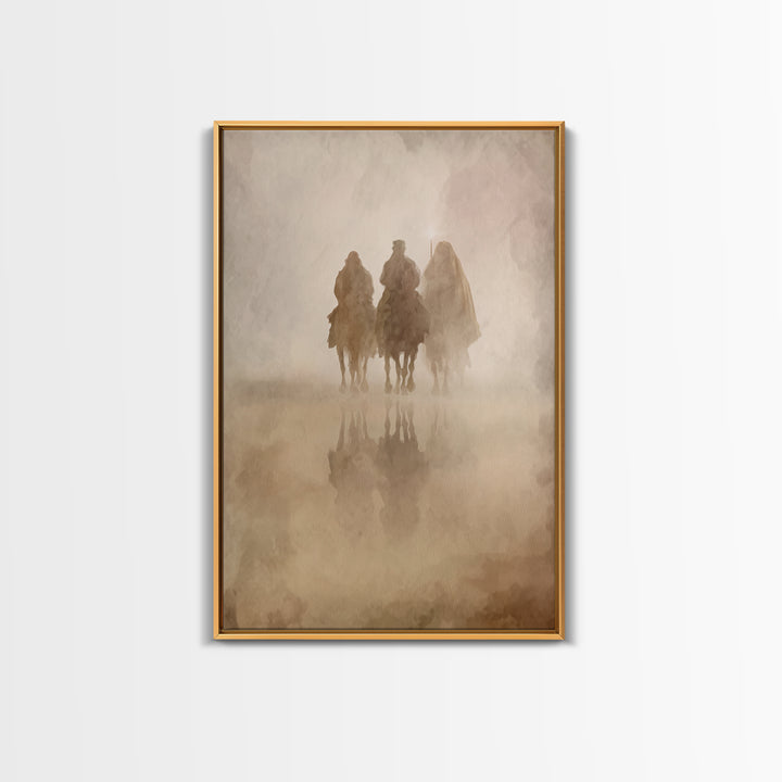 Misty Caravan – Framed Canvas Print – Christian Wall Art – Christian Art Canvas – Christian Christmas Art – Christmas Art – Jesus Painting