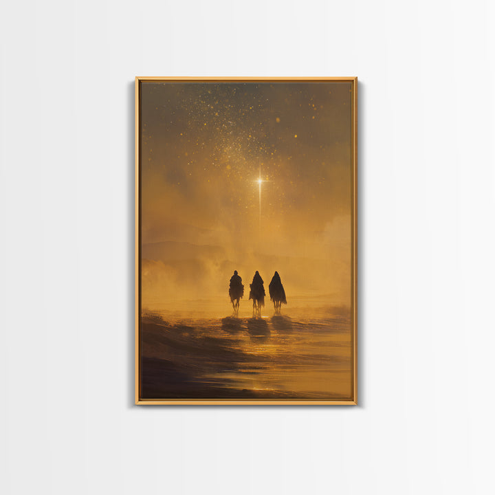 Golden Starpath – Framed Canvas Print – Christian Christmas Art – Christian Art Canvas – Jesus Painting – Christian Wall Art – Christmas Ar