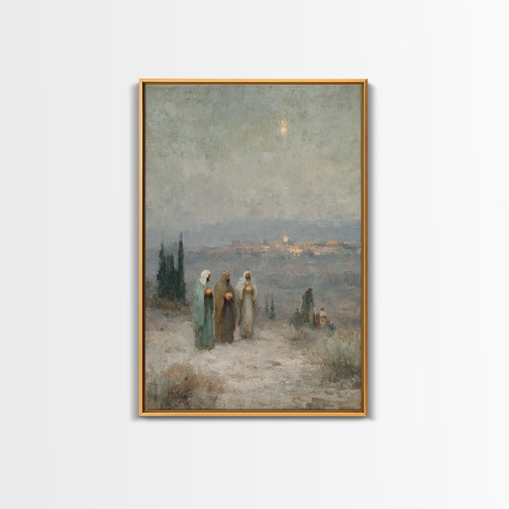 Pilgrims United – Framed Canvas Print – Christian Art Canvas – Christian Christmas Art – Christian Wall Art – Jesus Painting – Christmas Ar