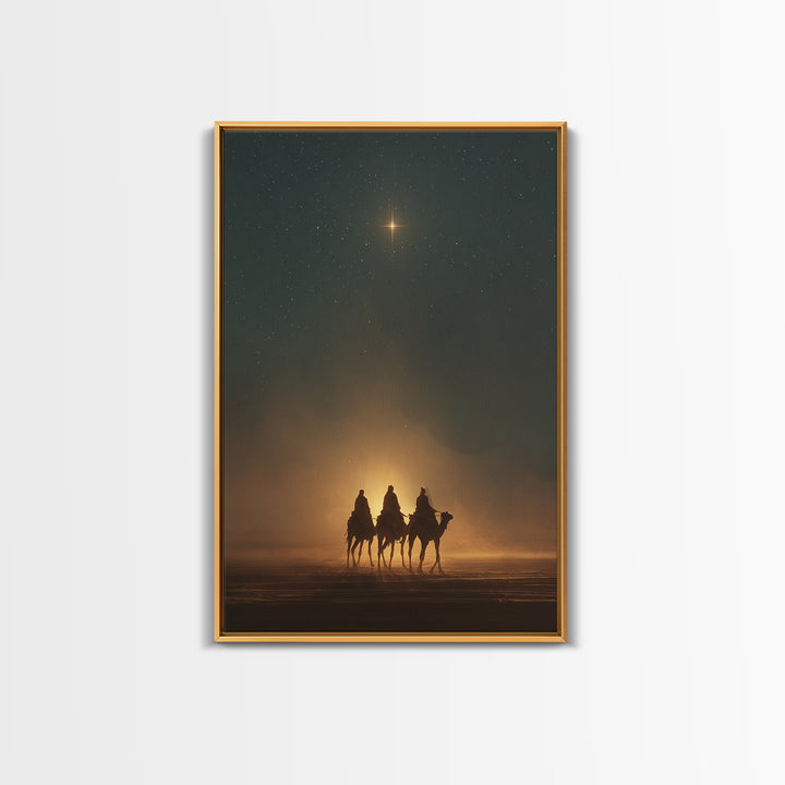 Desert Star Journey – Framed Canvas Print – Christian Art Canvas – Christian Christmas Art – Christmas Wall Art – Christian Decor – Christm