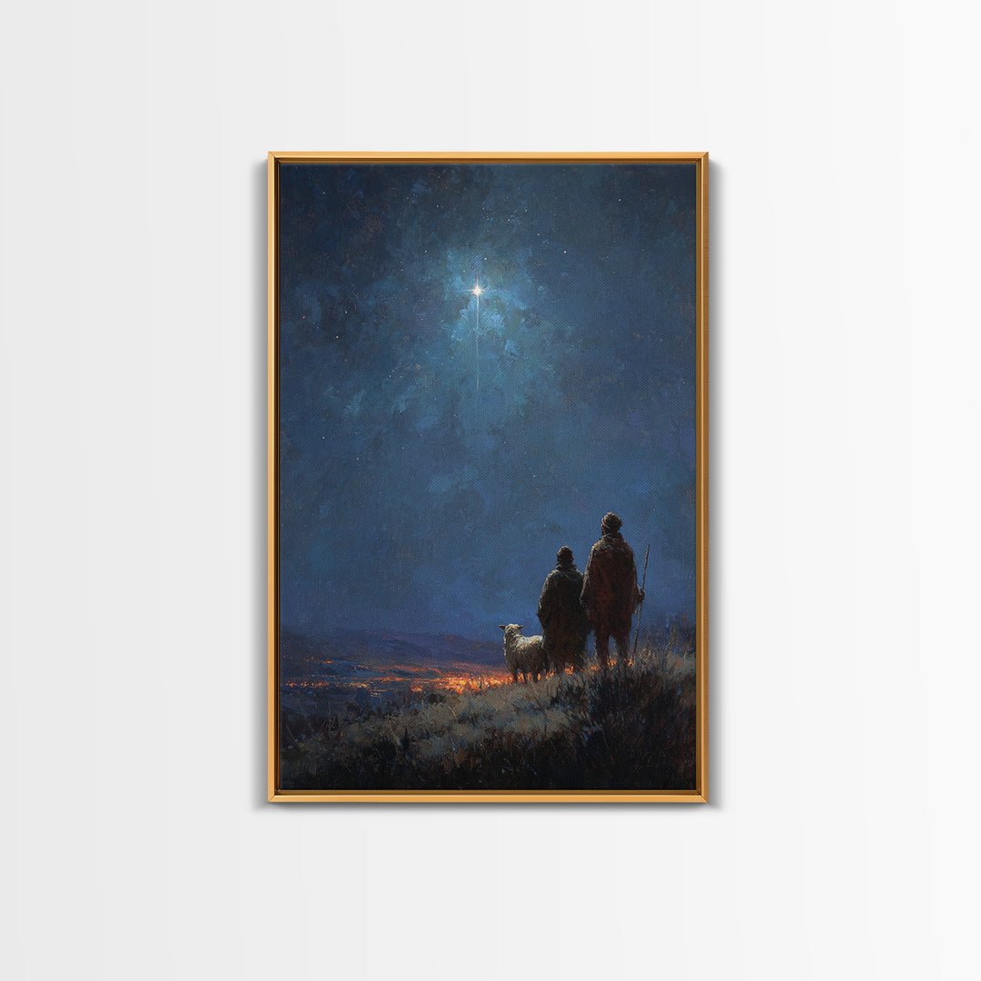 Night Watch Star – Framed Canvas Print – Christian Christmas Art – Christian Wall Art – Christian Art Canvas – Christmas Art – Christian De