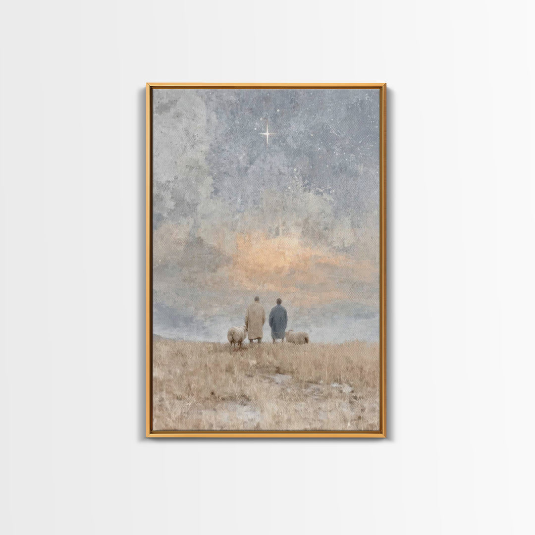 Silent Star Keepers – Framed Canvas Print – Christian Wall Art – Christian Decorations – Christian Art Canvas – Christmas Art – Christian C