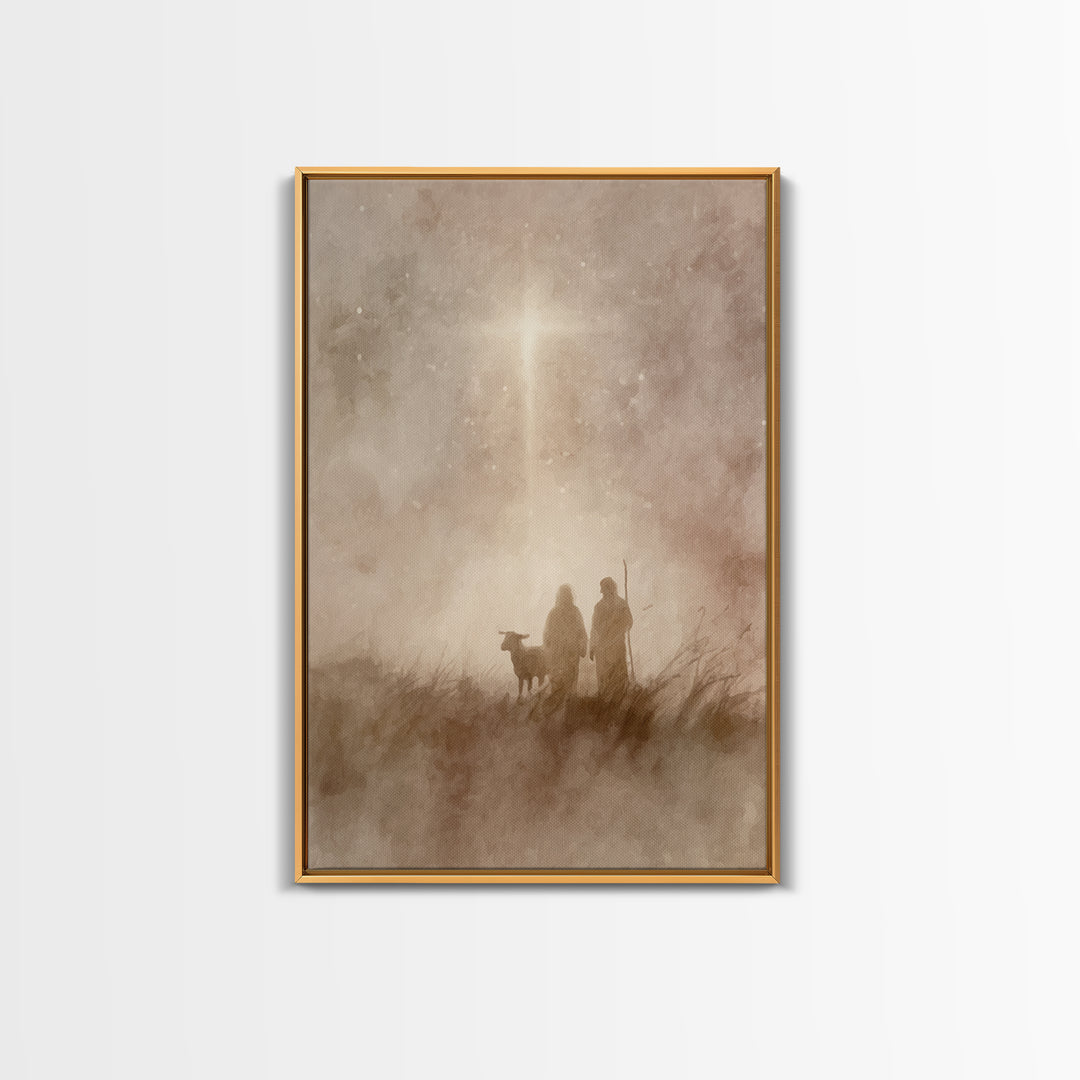 Shepherds At Dawn – Framed Canvas Print – Christian Art Canvas – Christian Christmas Art – Christian Art – Christian Wall Art – Christmas A